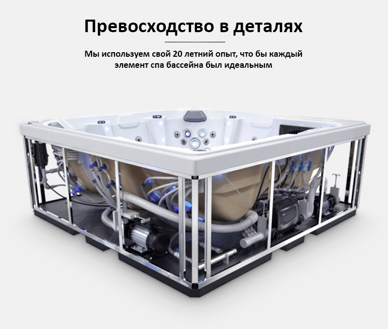 Устройство SPA-бассейна без обшивки: чаша, насосы и трубопроводы
